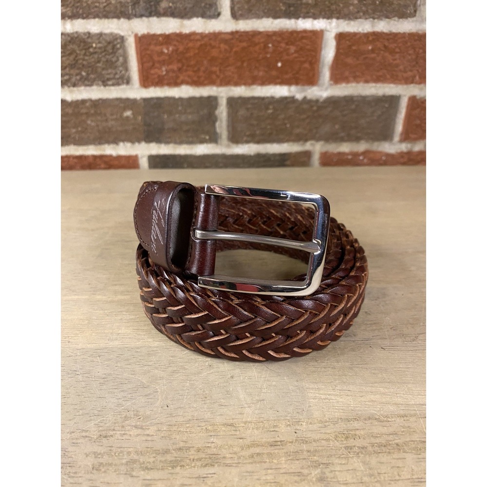 Falari Men's Braided‎ Belt 100% Genuine Leather Brown 38-40 9007-RBN-L